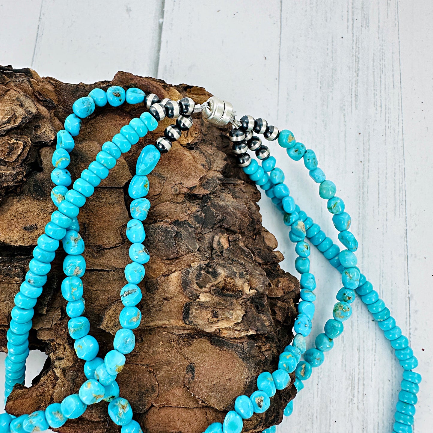 3 Strand Blue Ridge Turquoise Nugget Necklace