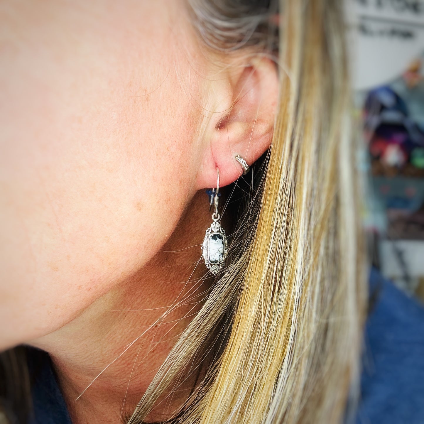 Midnight Lace {White Buffalo} Earrings
