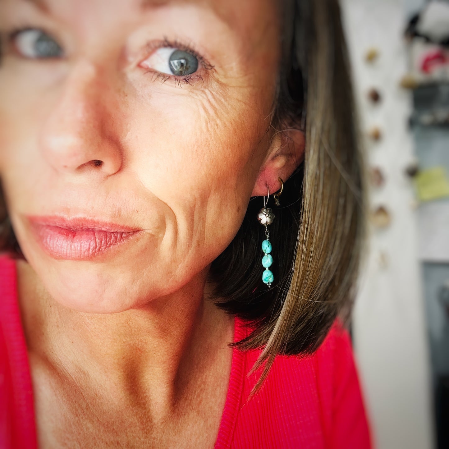 Saguaro Blossom {Blue Moon turquoise} Dangle Earrings