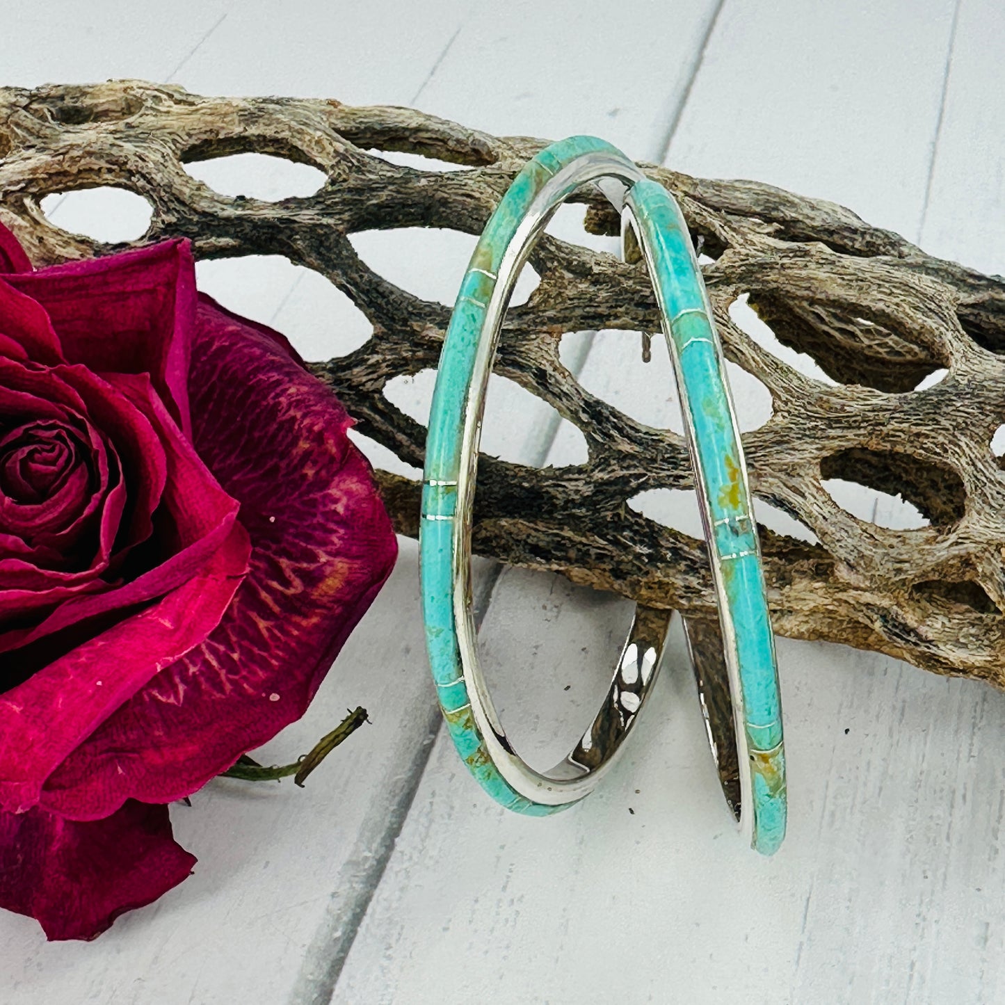 LARGE {Sierra Nevada turquoise} Hoops