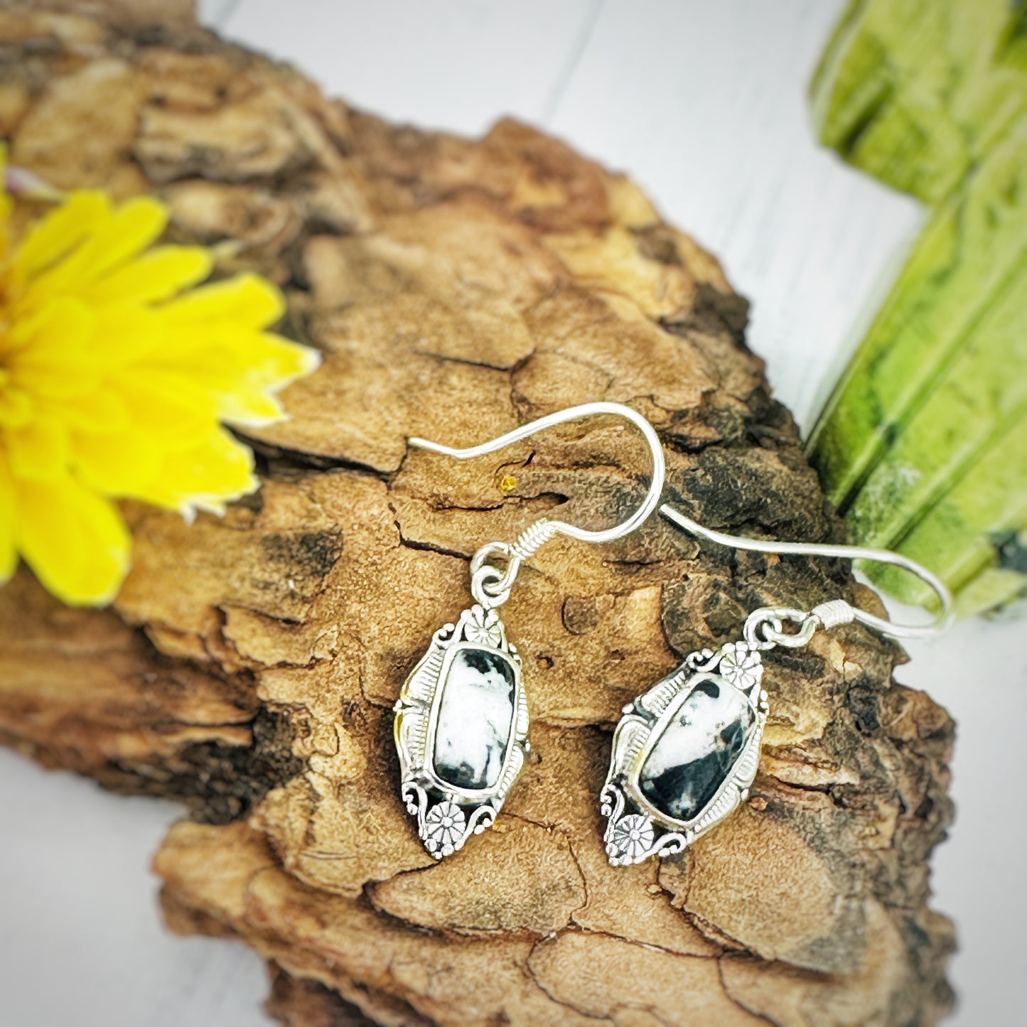 Midnight Lace {White Buffalo} Earrings