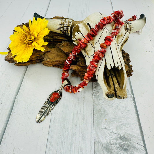 Desert Flame {Red Spiny Oyster} Necklace