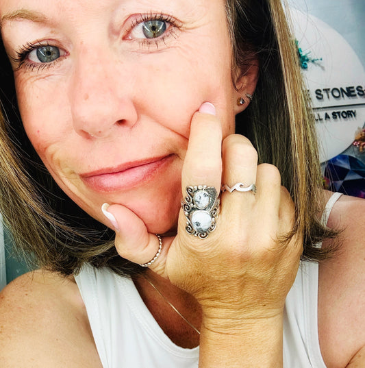 Storm Feather {White Buffalo} Ring