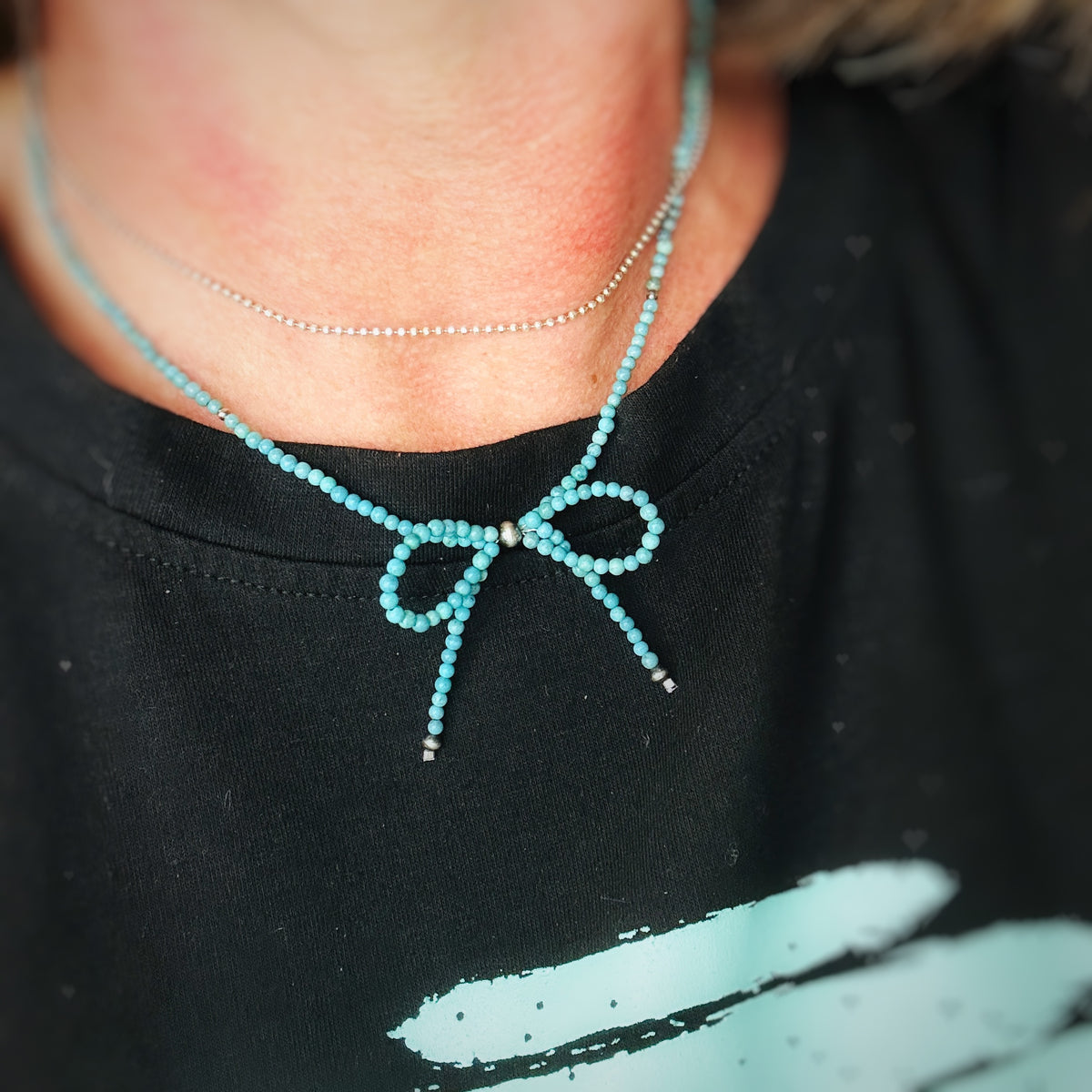Itty Bitty {Hubei turquoise} Bow Necklace