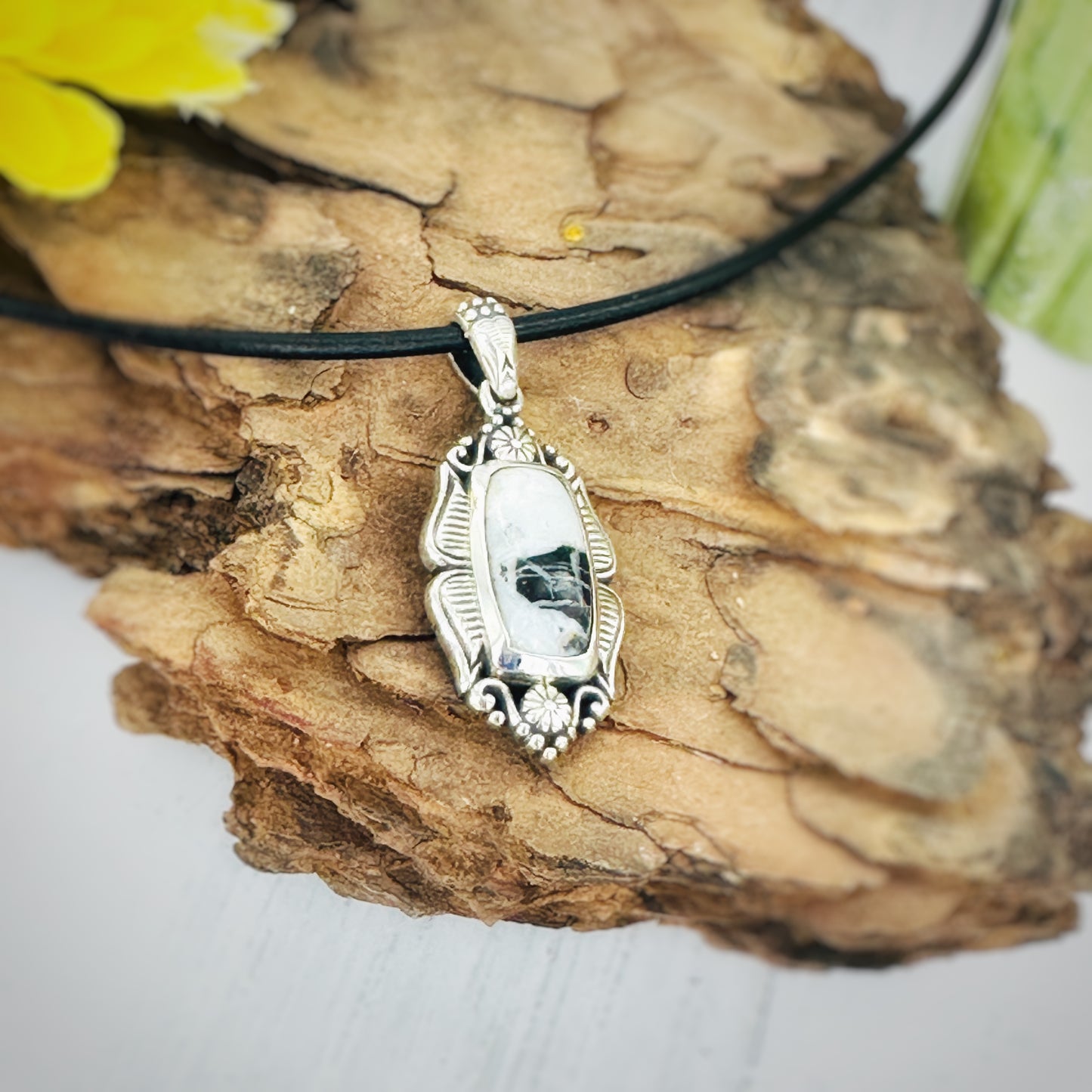 Midnight Lace {White Buffalo} Pendant