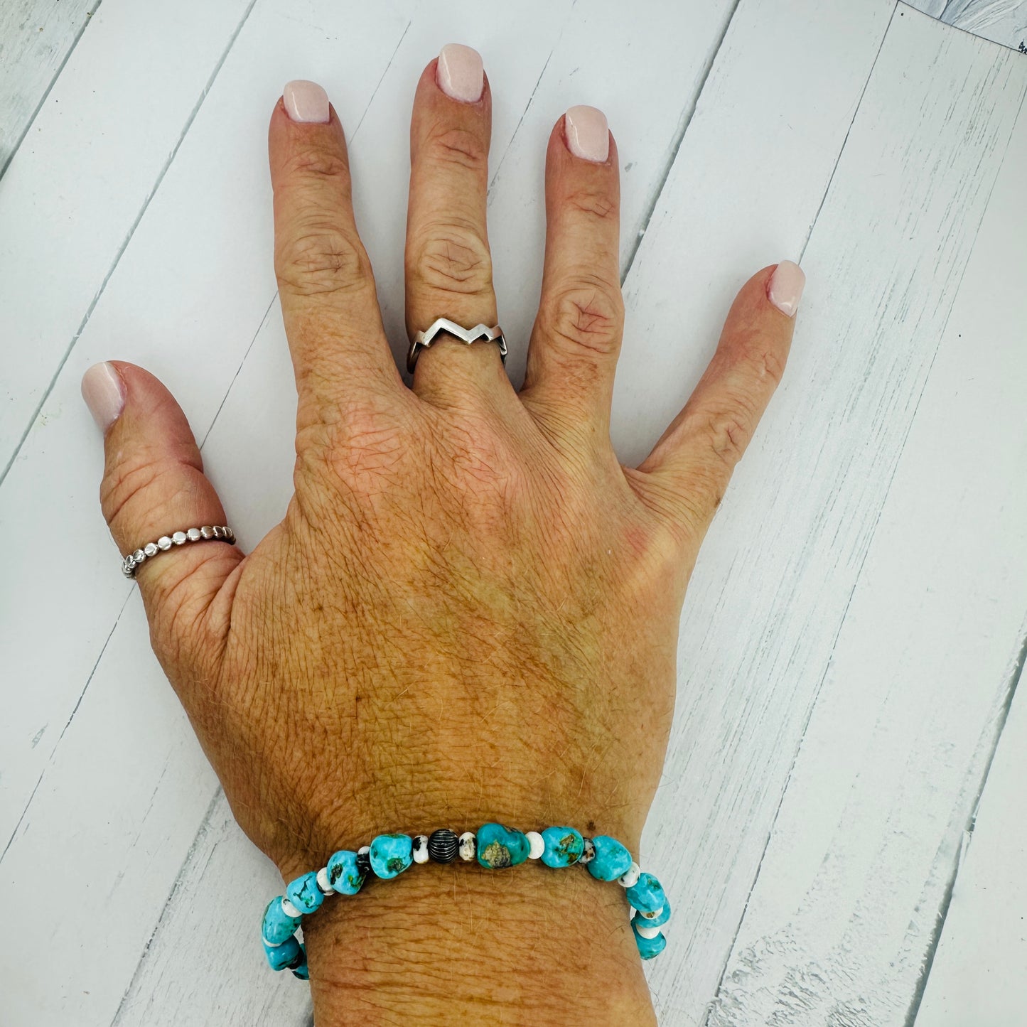 White Buffalo or Turquoise Stretch Bracelets