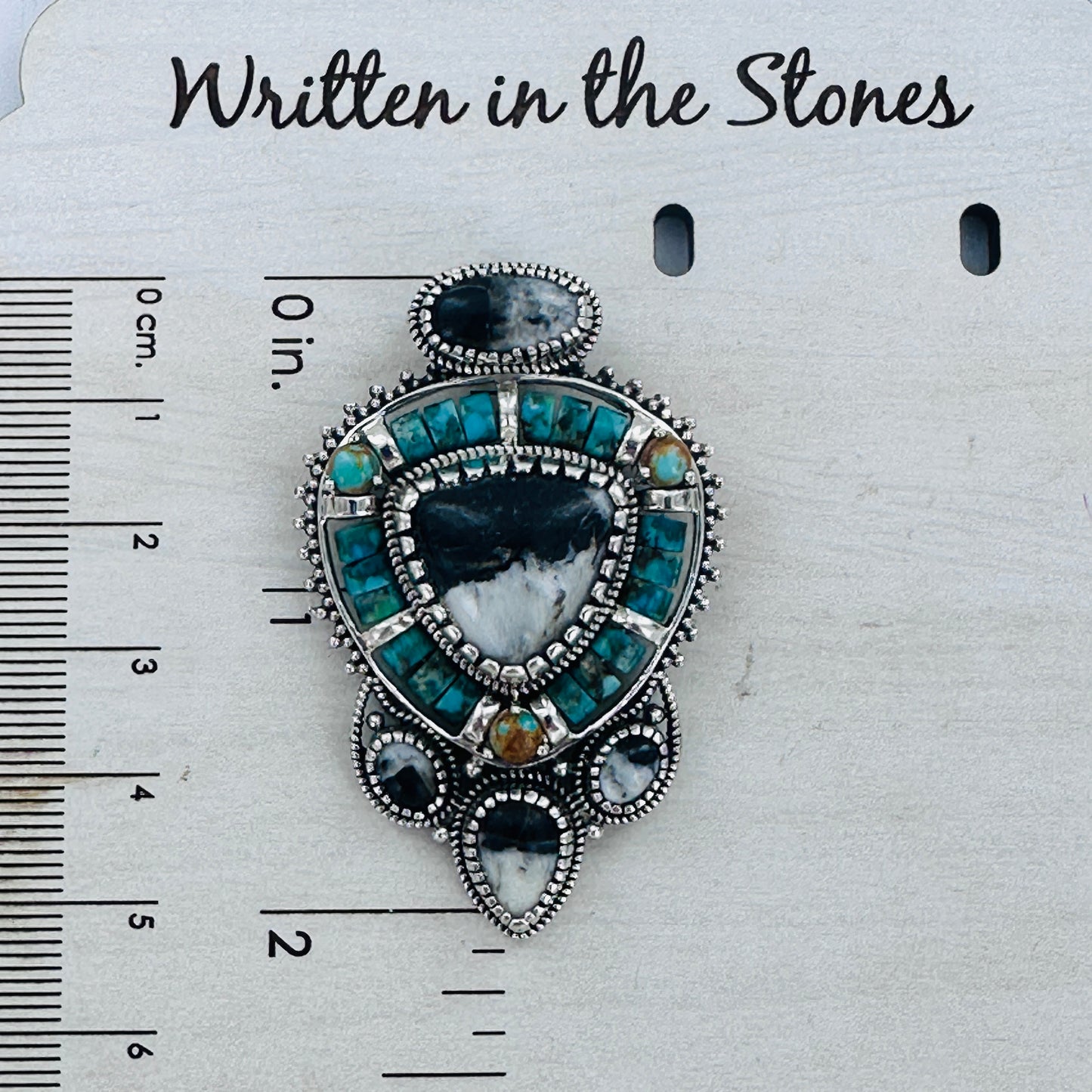 Mosaic {Royston Turquoise & White Buffalo) Pendant