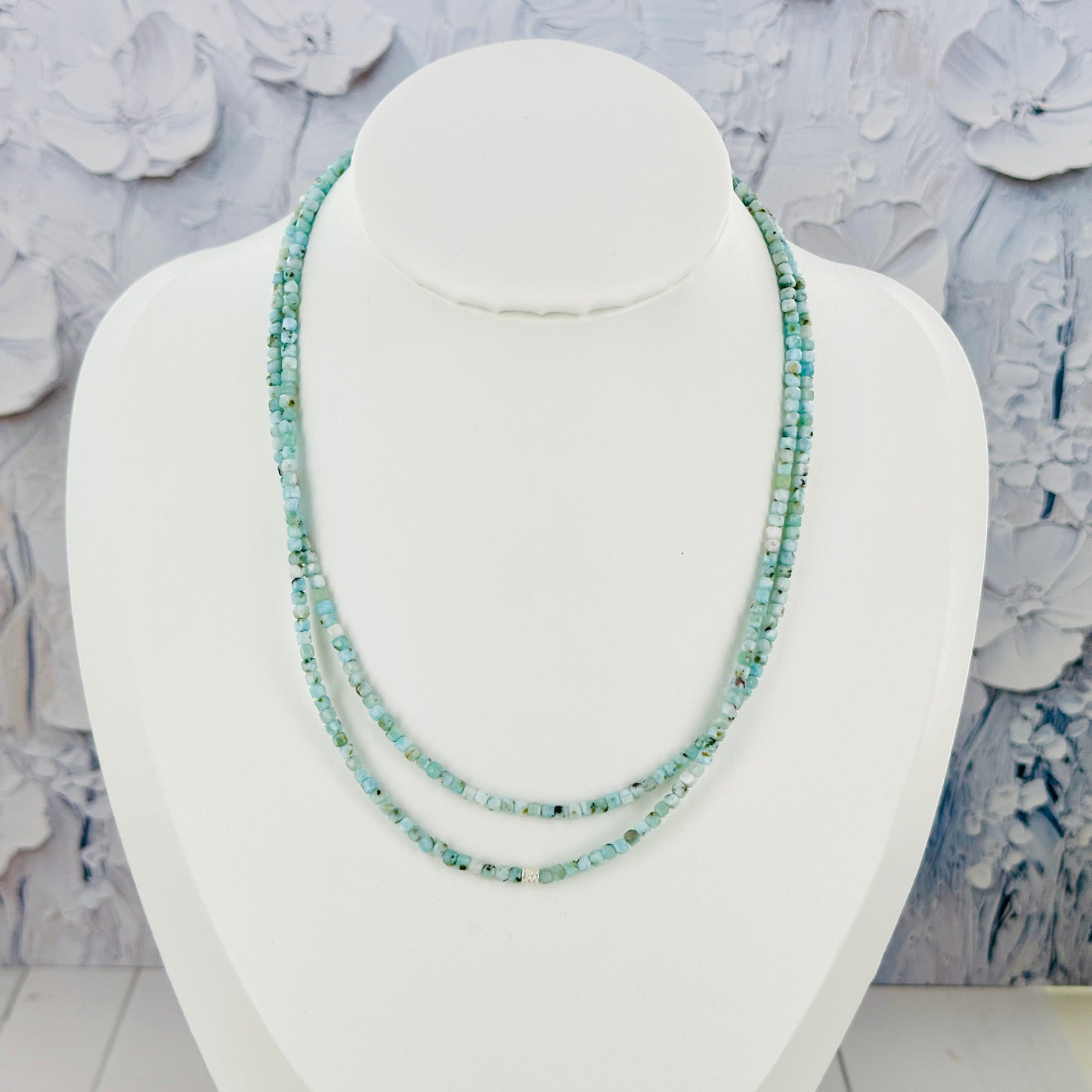 Hip to Be… (Square Larimar) Beaded Necklace