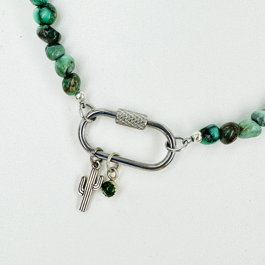 Poseidon Variscite Cactus Carabiner Necklace