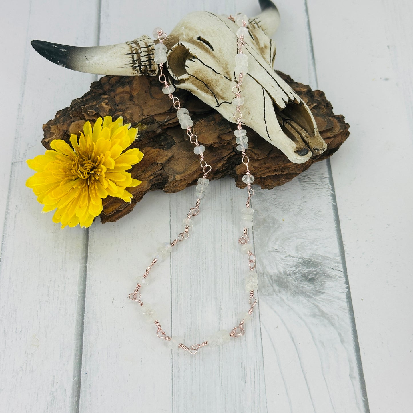 Ghost Flower {Moonstone} Necklace