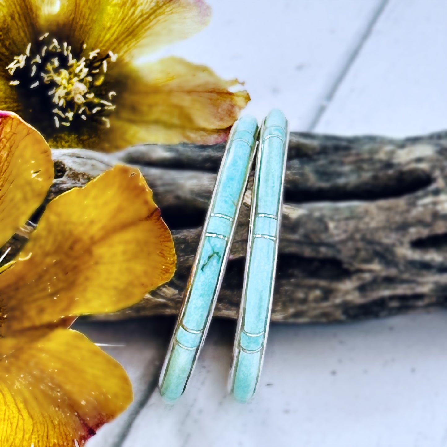 MEDIUM {Iron Maiden turquoise} Hoops