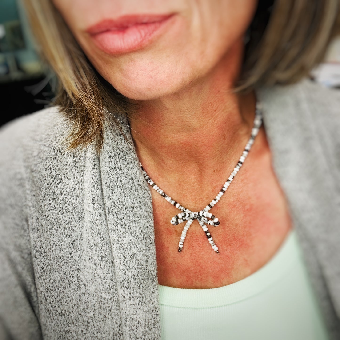 White Buffalo Bow Necklace