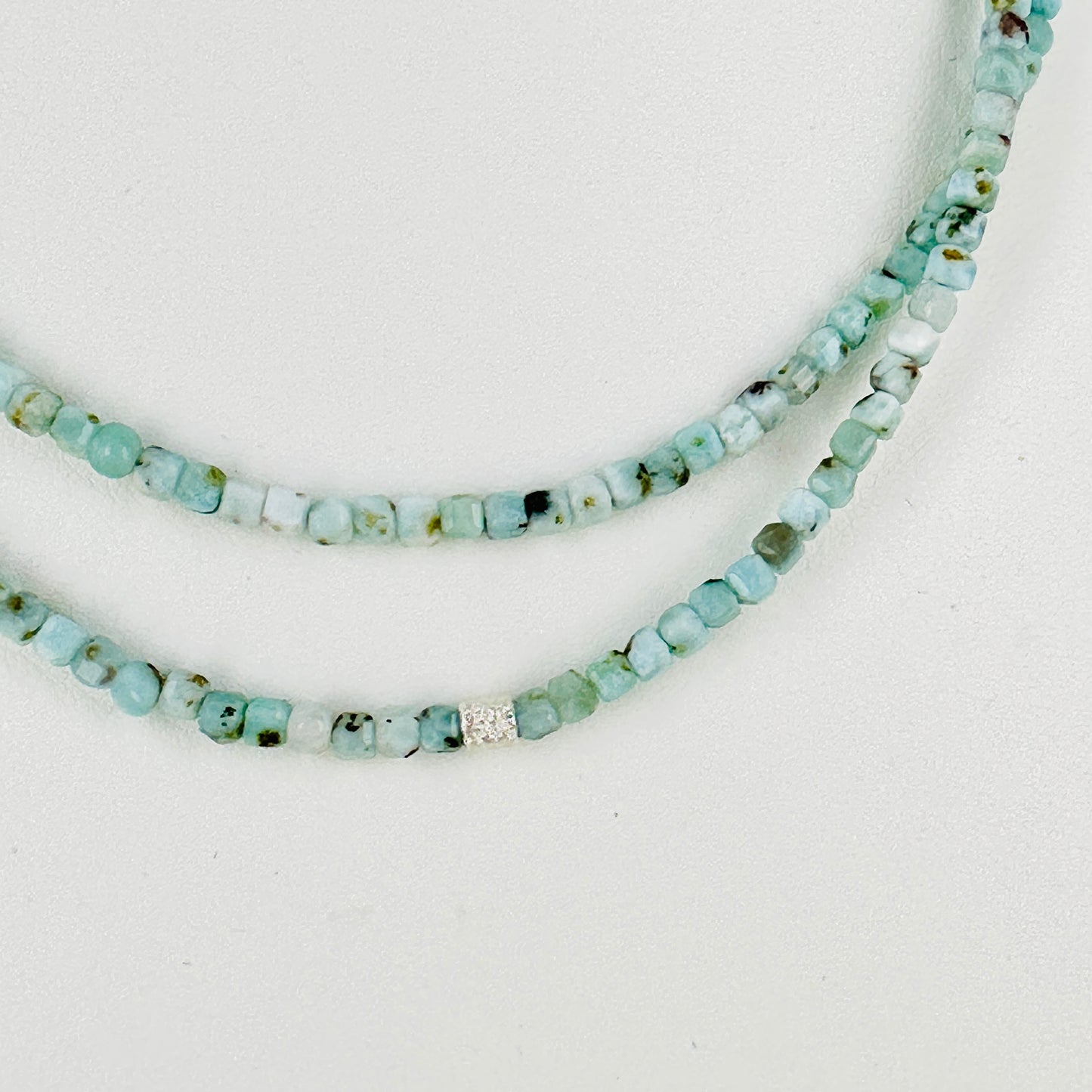 Hip to Be… (Square Larimar) Beaded Necklace