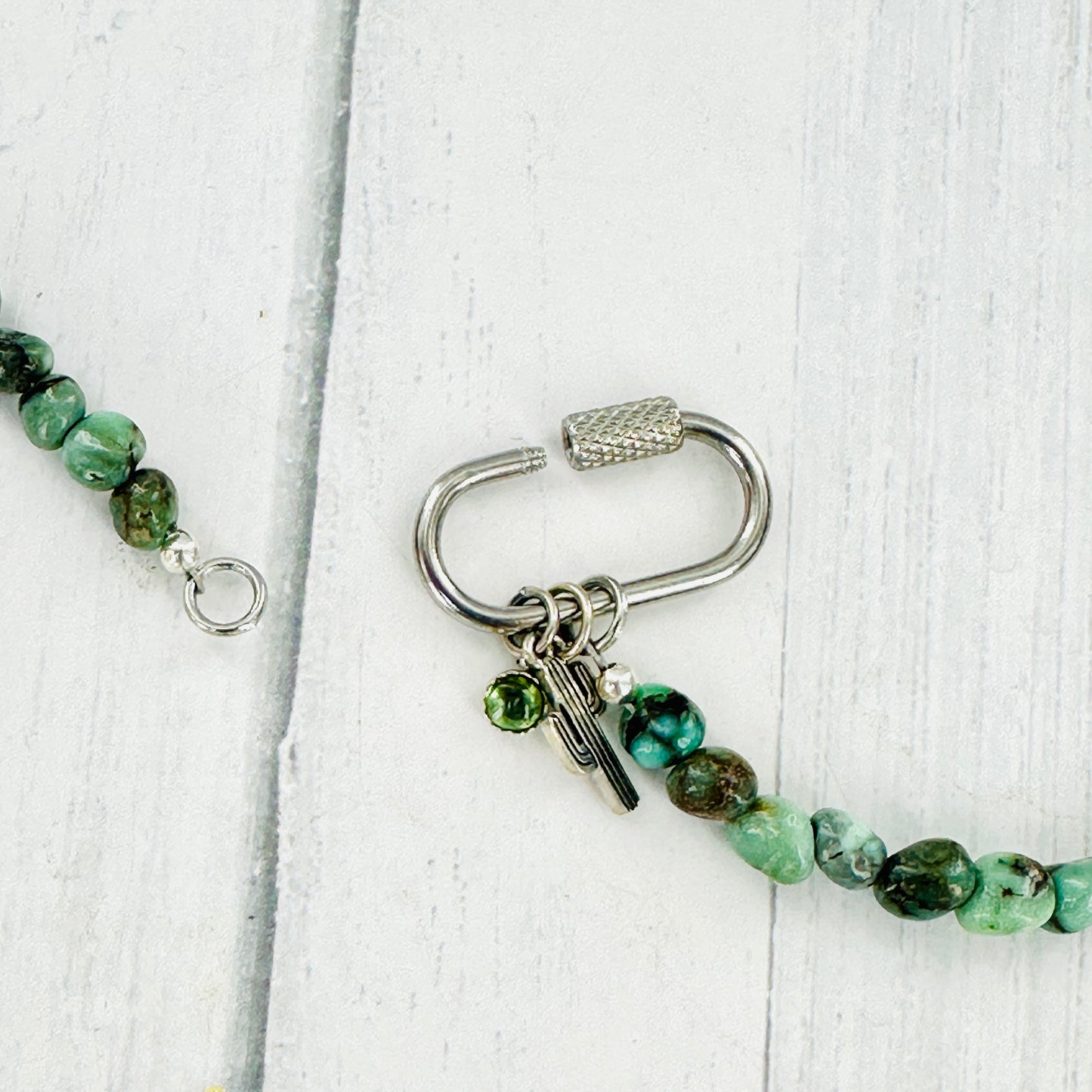 Poseidon Variscite Cactus Carabiner Necklace