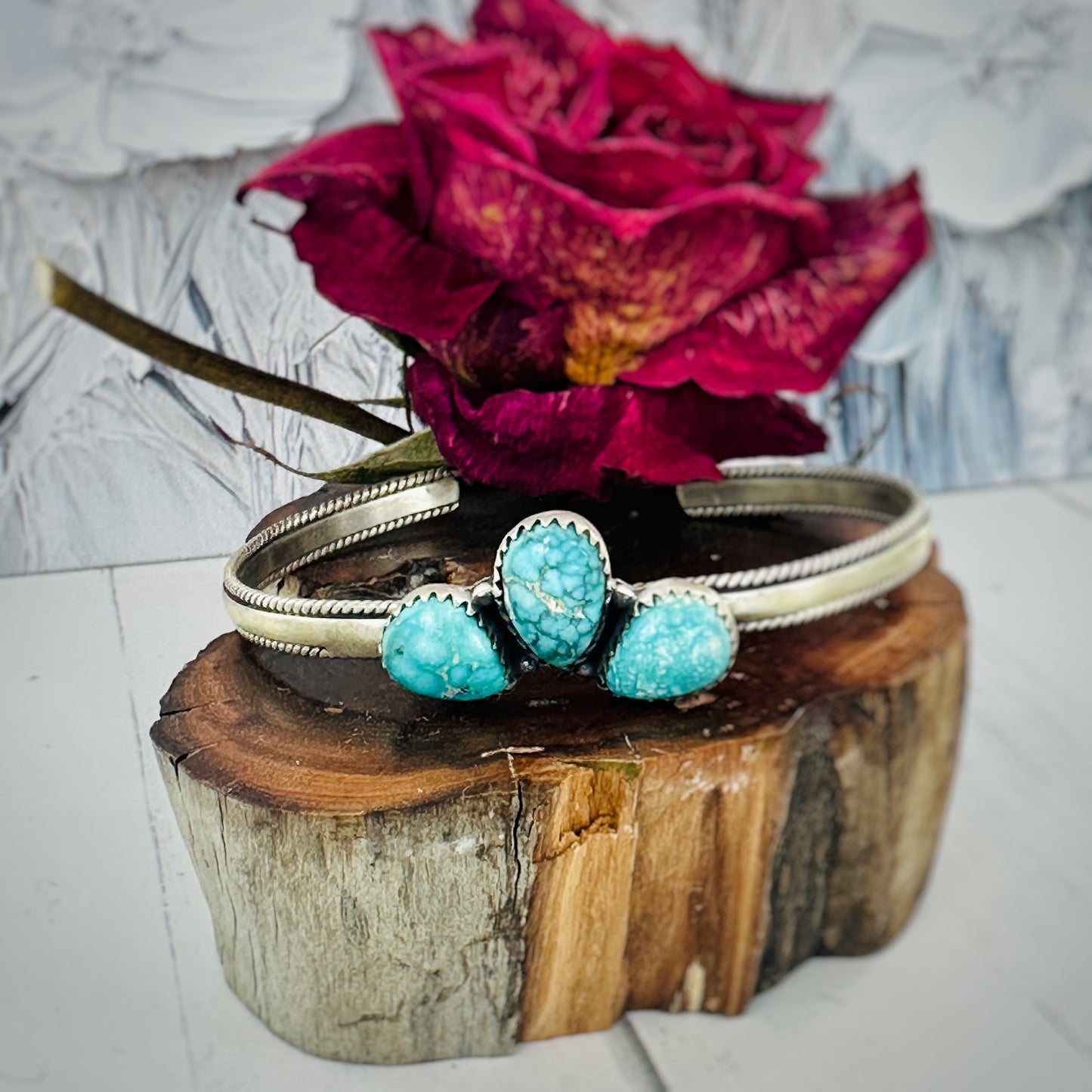 Desert Trio (White Water Turquoise) Cuff Bracelet