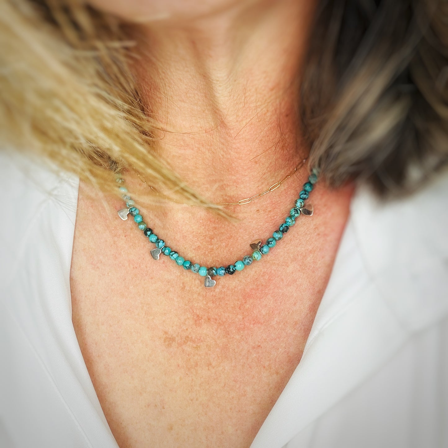 5 Hearts {turquoise} Necklace