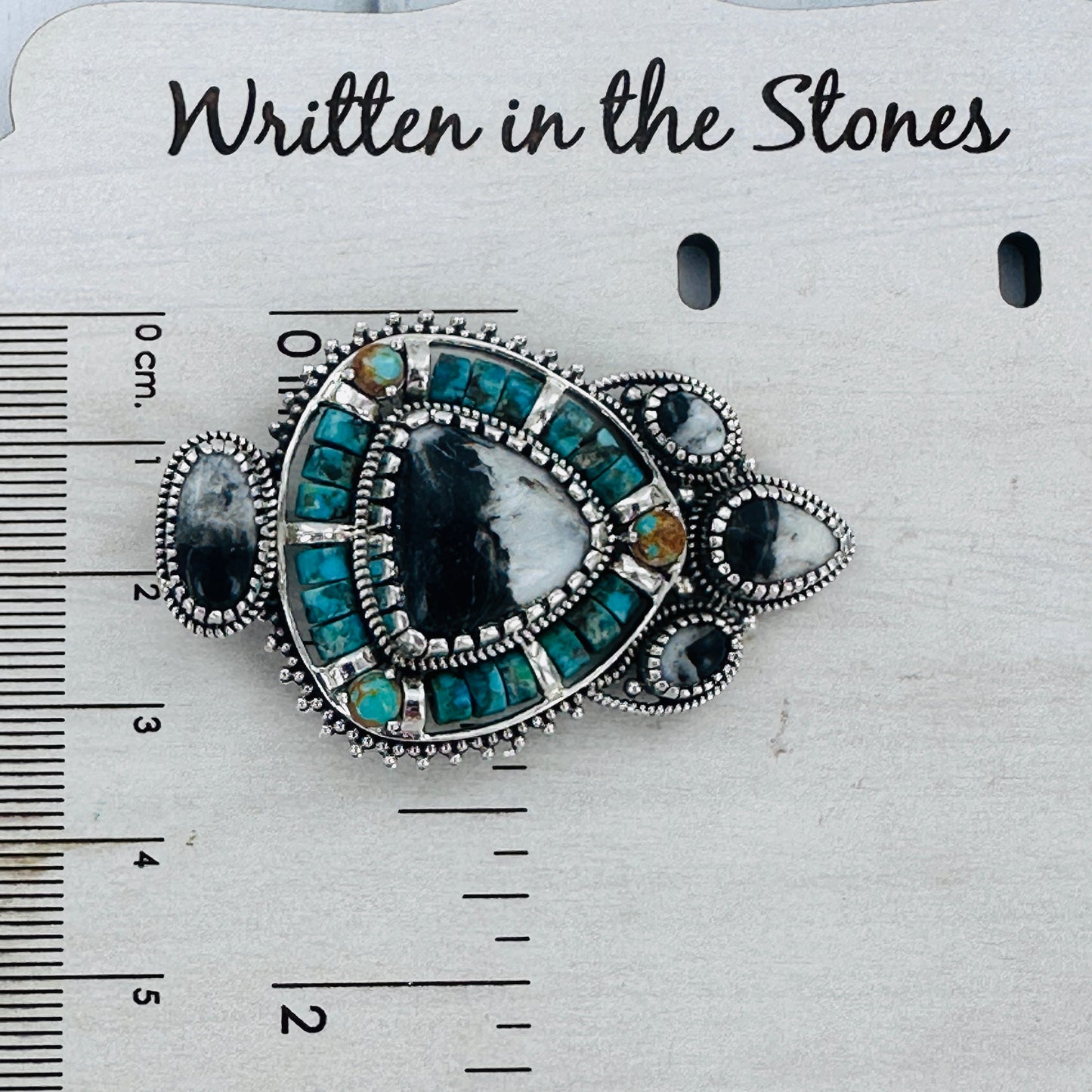 Mosaic {Royston Turquoise & White Buffalo) Pendant