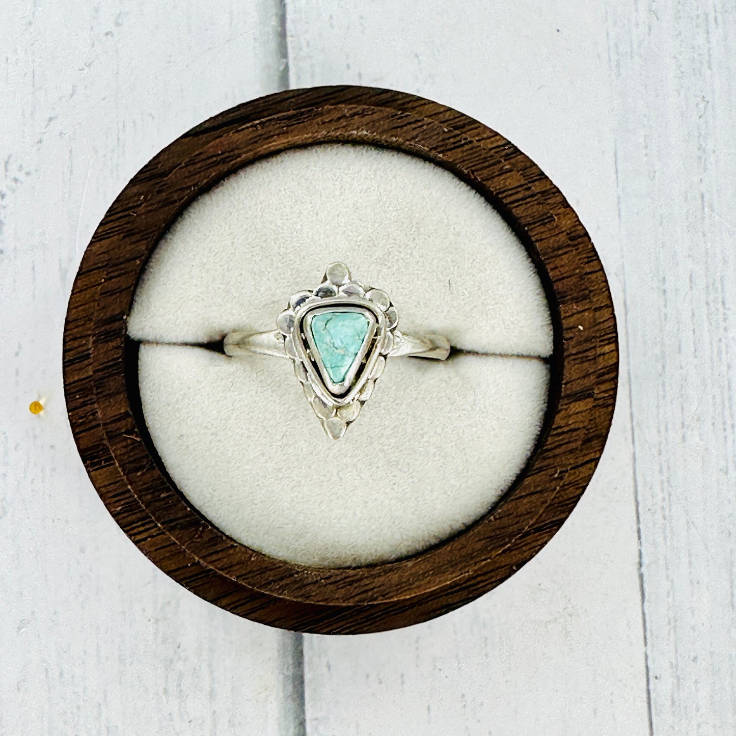 Mini Arrowhead Ring (Golden Hills Turquoise) Size 8