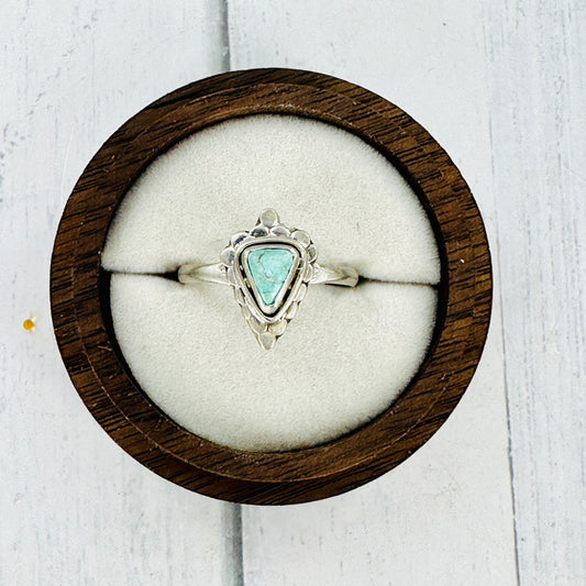 Mini Arrowhead Ring (Golden Hills Turquoise) Size 8