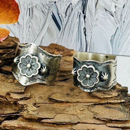 Floral Cigar Band Rings