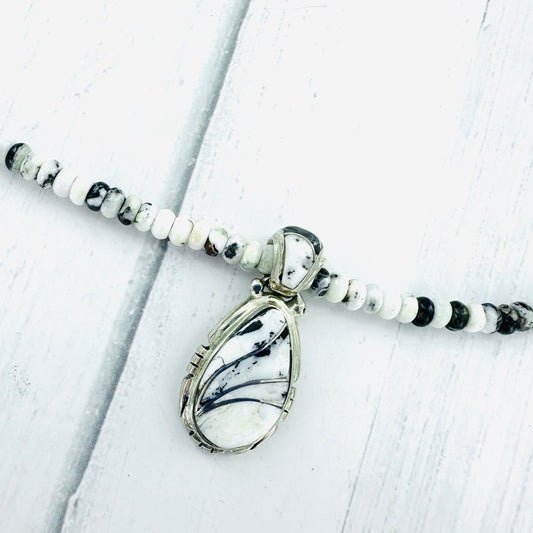 White Buffalo Inlay Teardrop Necklace