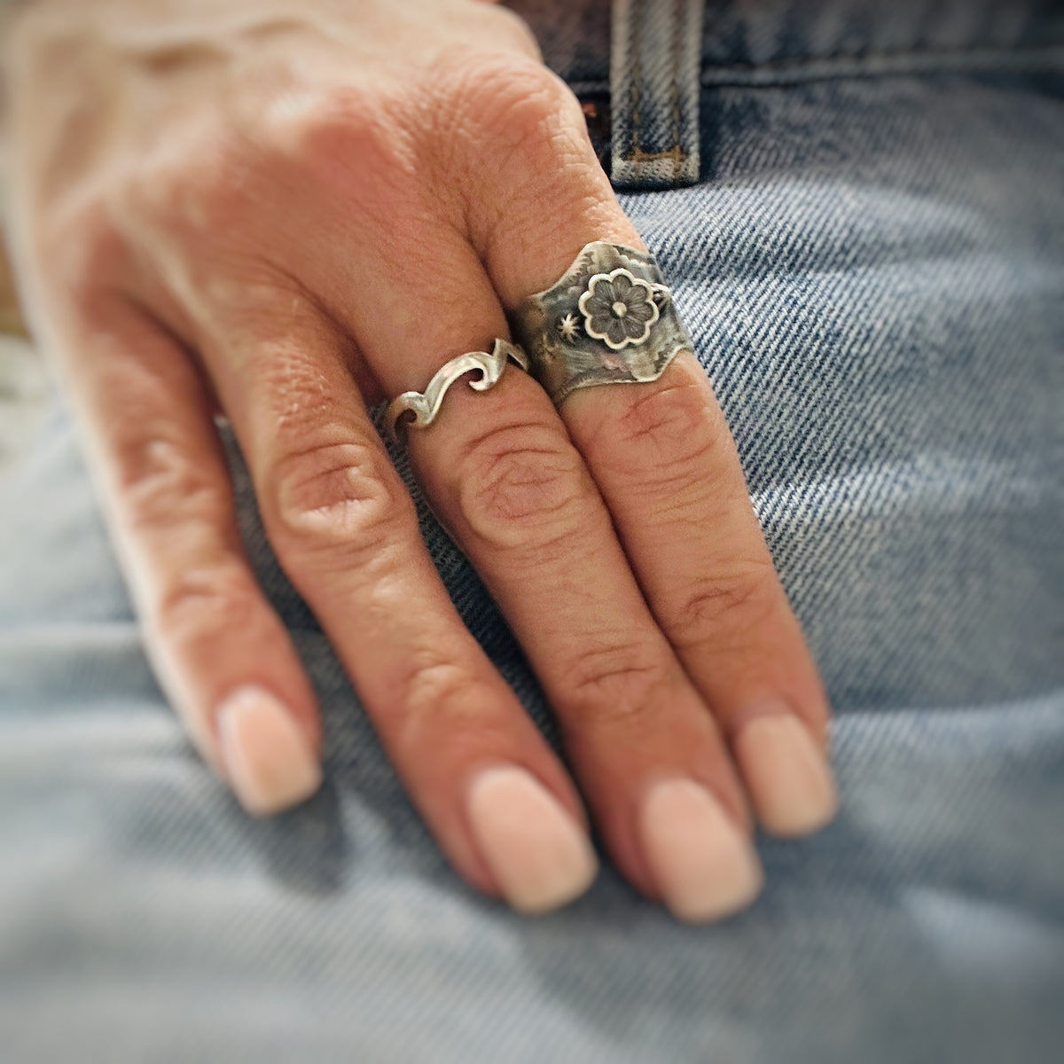 Floral Cigar Band Rings