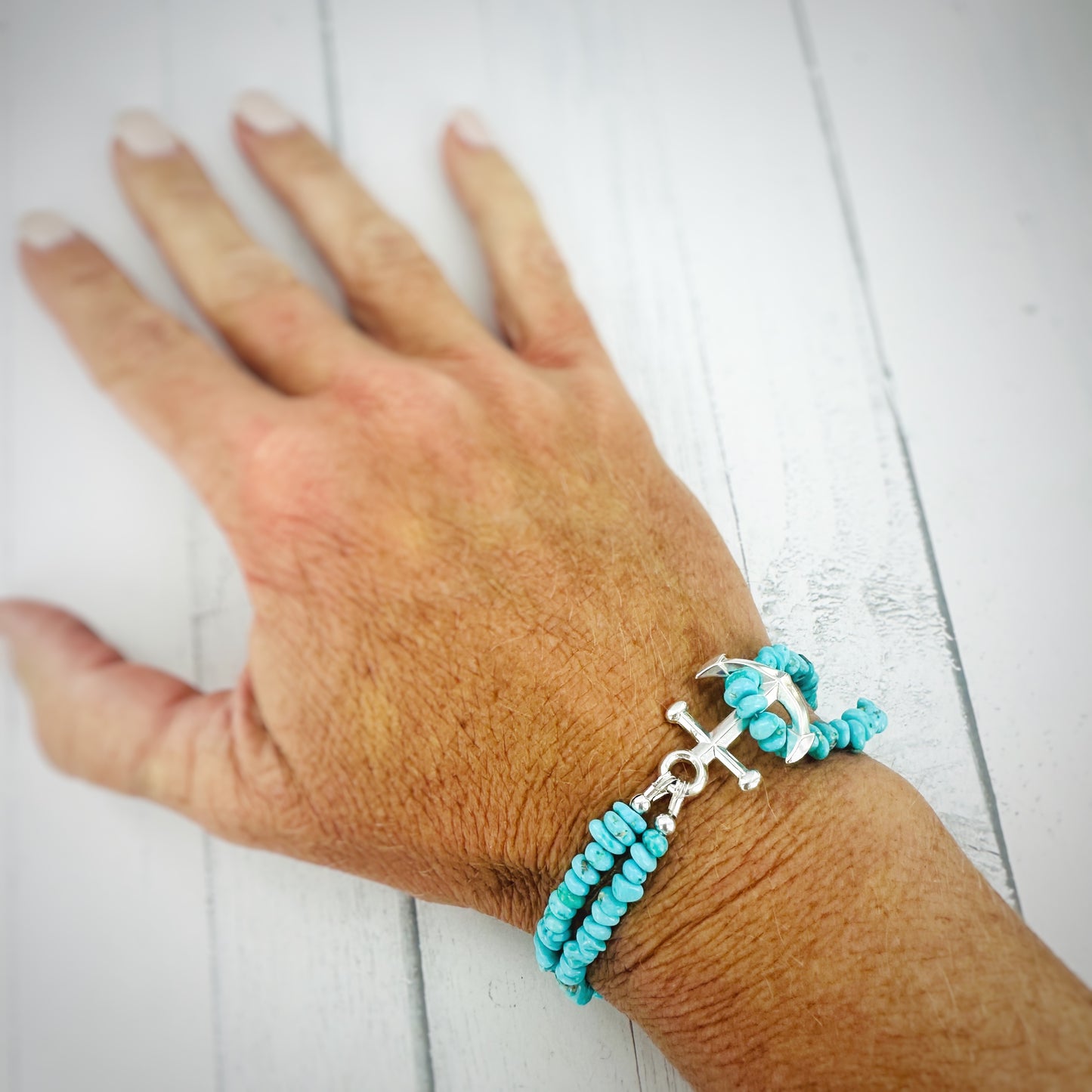 Anchors Away {White Water turquoise} Bracelet