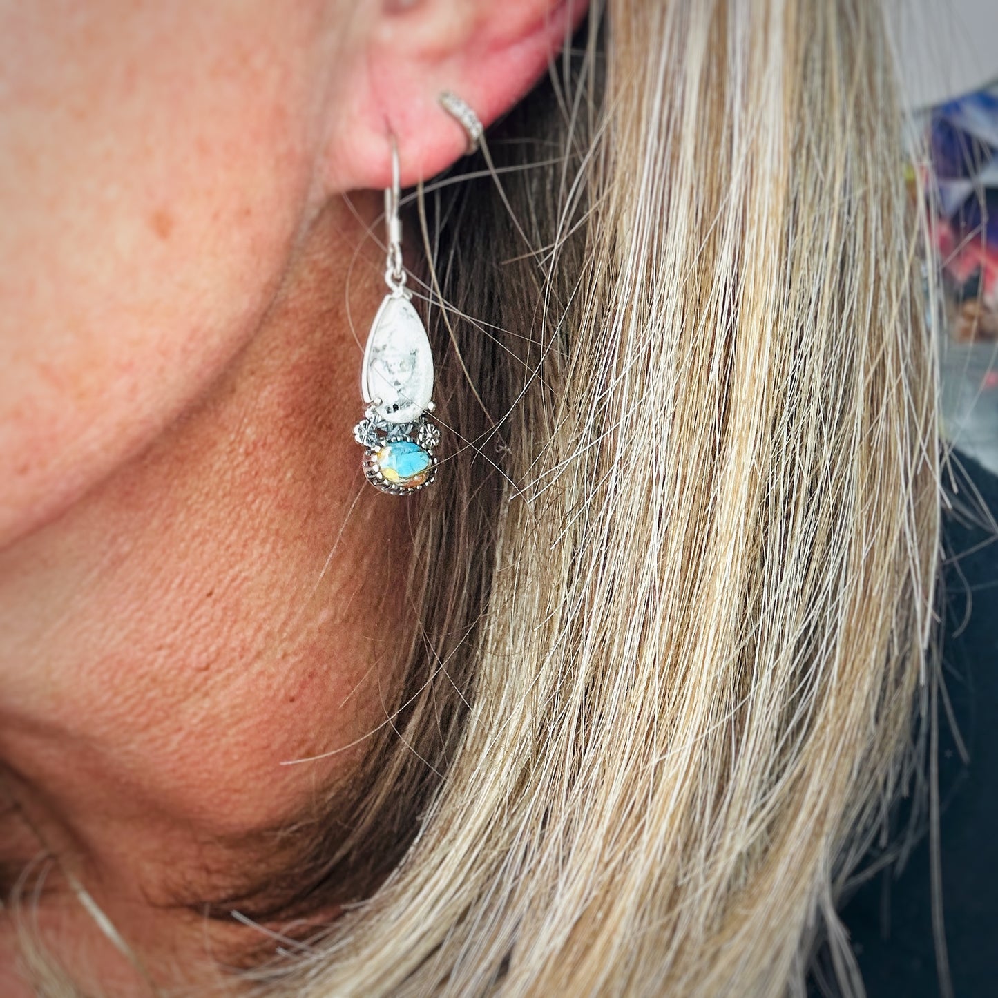 Canyon Skies {White Buffalo & Spiny Oyster} Earrings