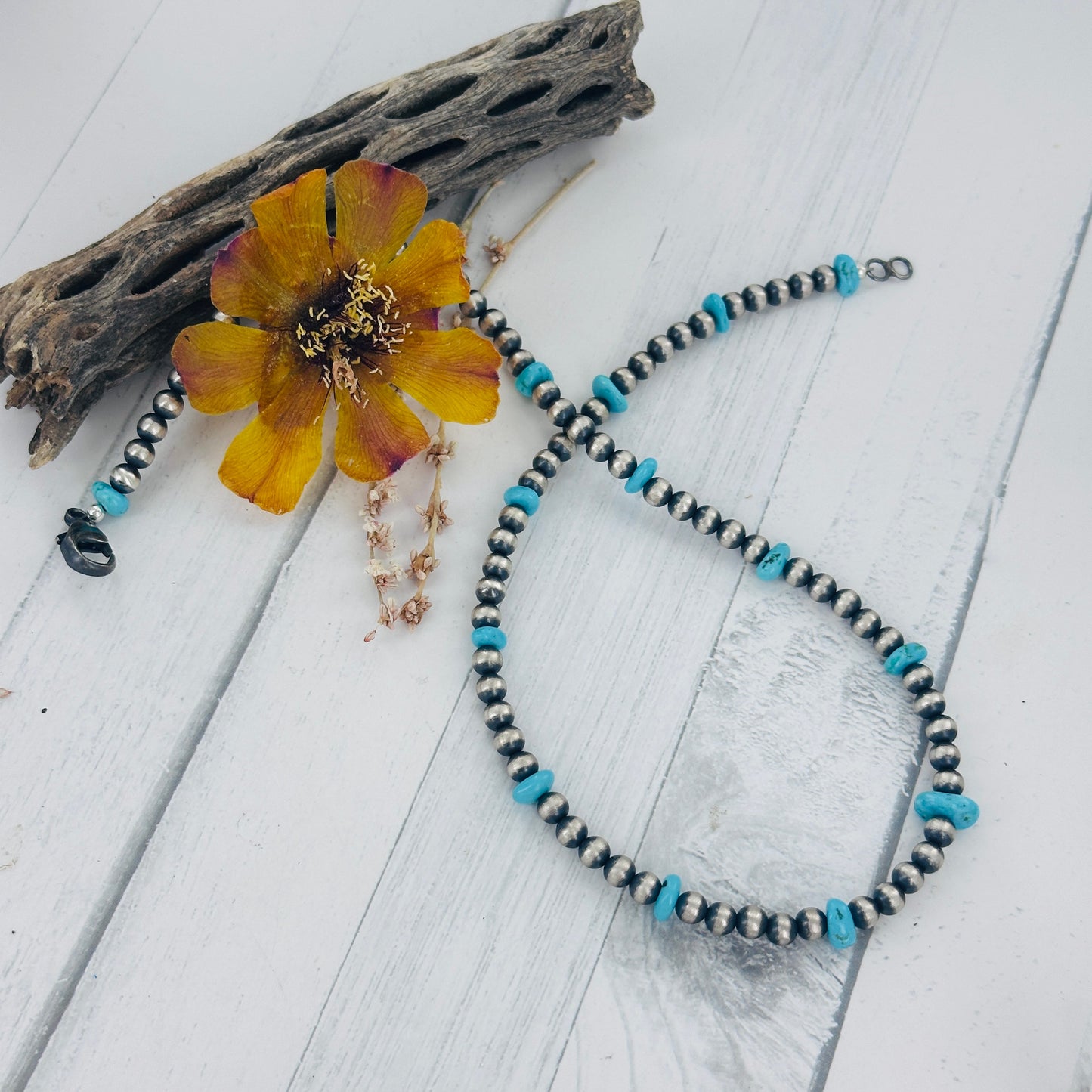 Quicksilver Necklace | Turquoise & Navajo Pearls