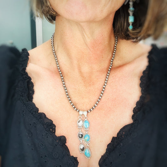 Triple Threat (White Buffalo & Turquoise) Pendants