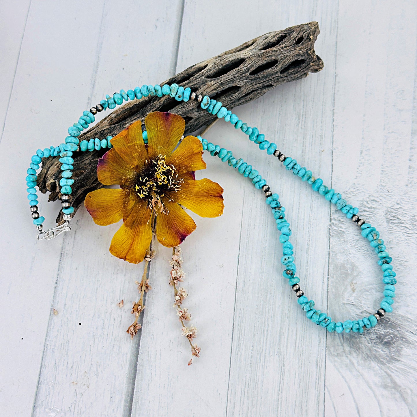 Brooks Necklace | Navajo Pearls & Turquoise Nuggets