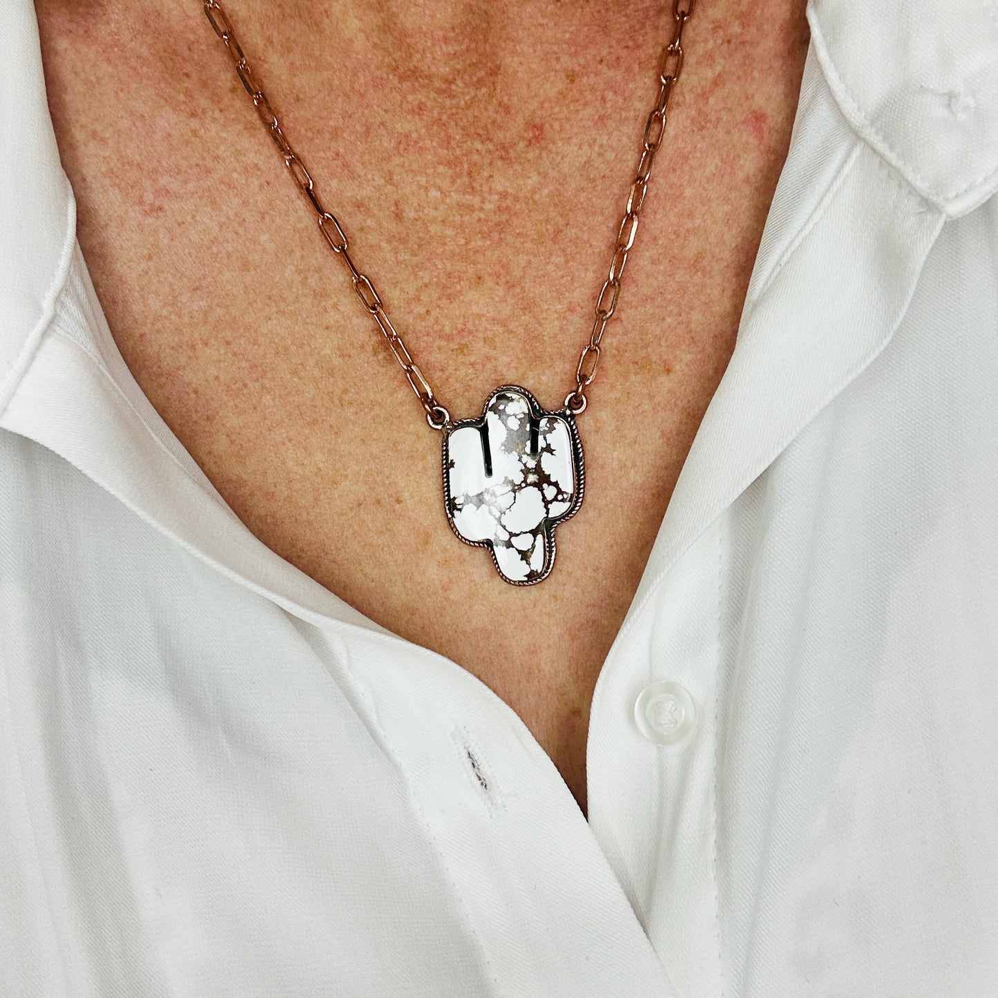 Copper Wild Horse Cactus Necklace