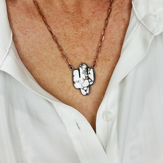 Copper Wild Horse Cactus Necklace