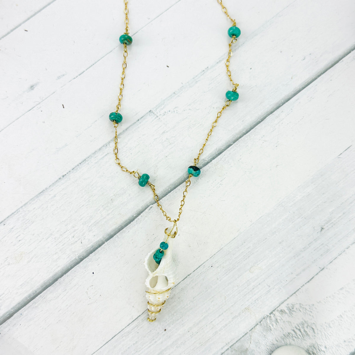 Desert Tide — Turquoise & Shell Necklace
