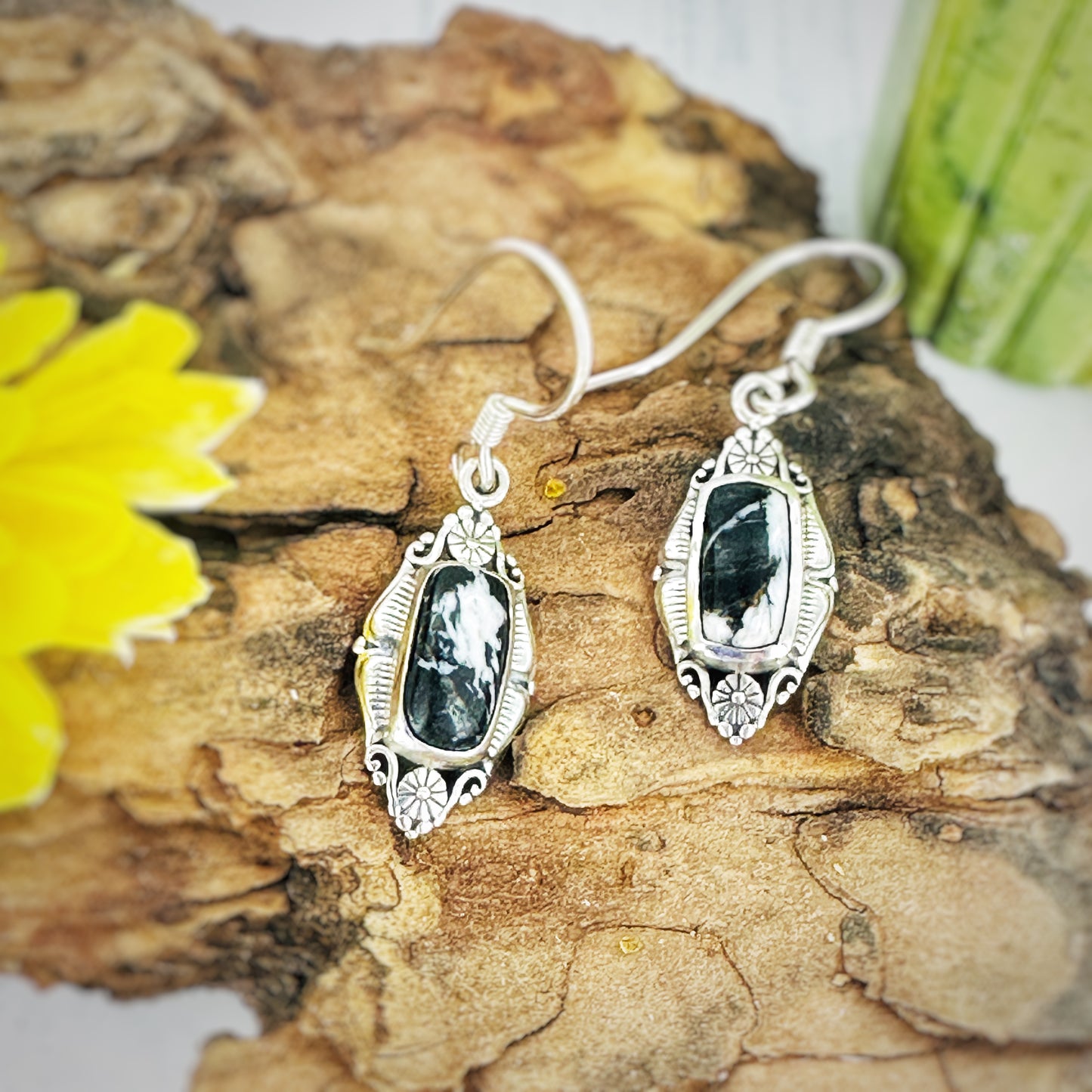 Midnight Lace {White Buffalo} Earrings