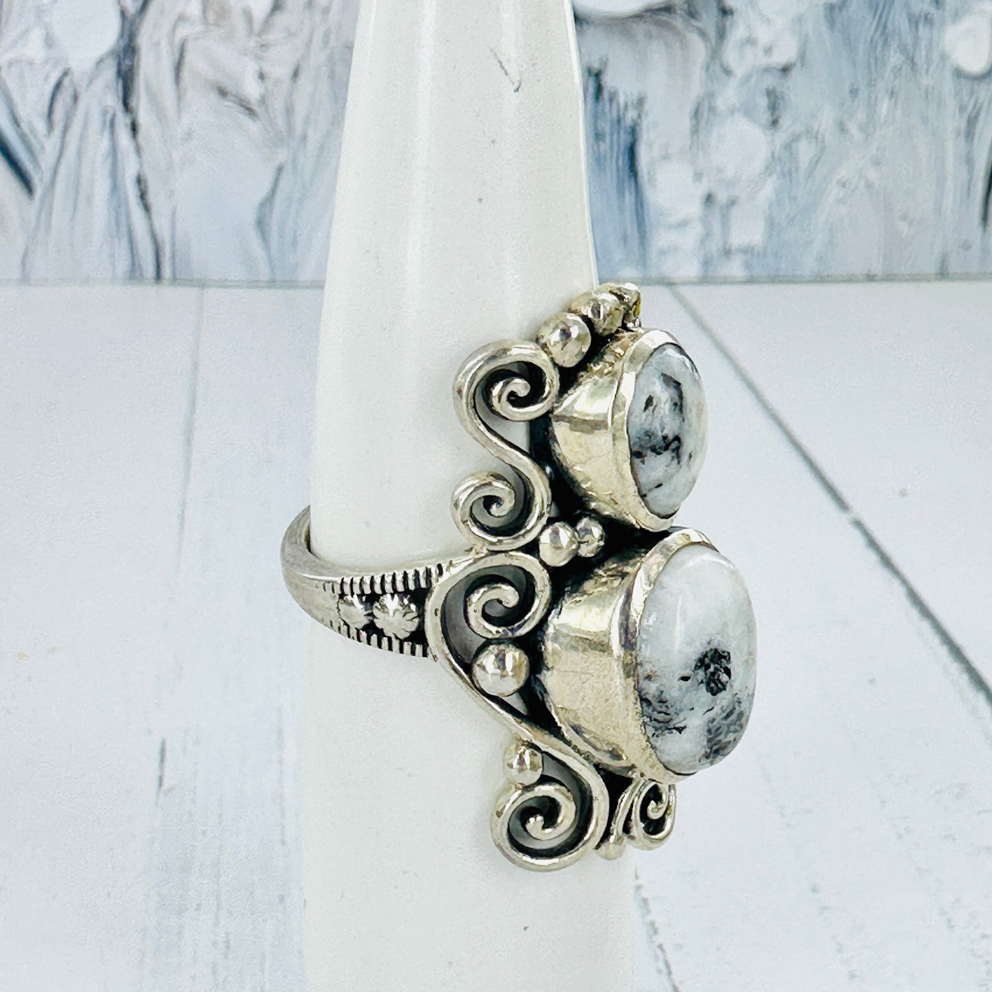 Storm Feather {White Buffalo} Ring