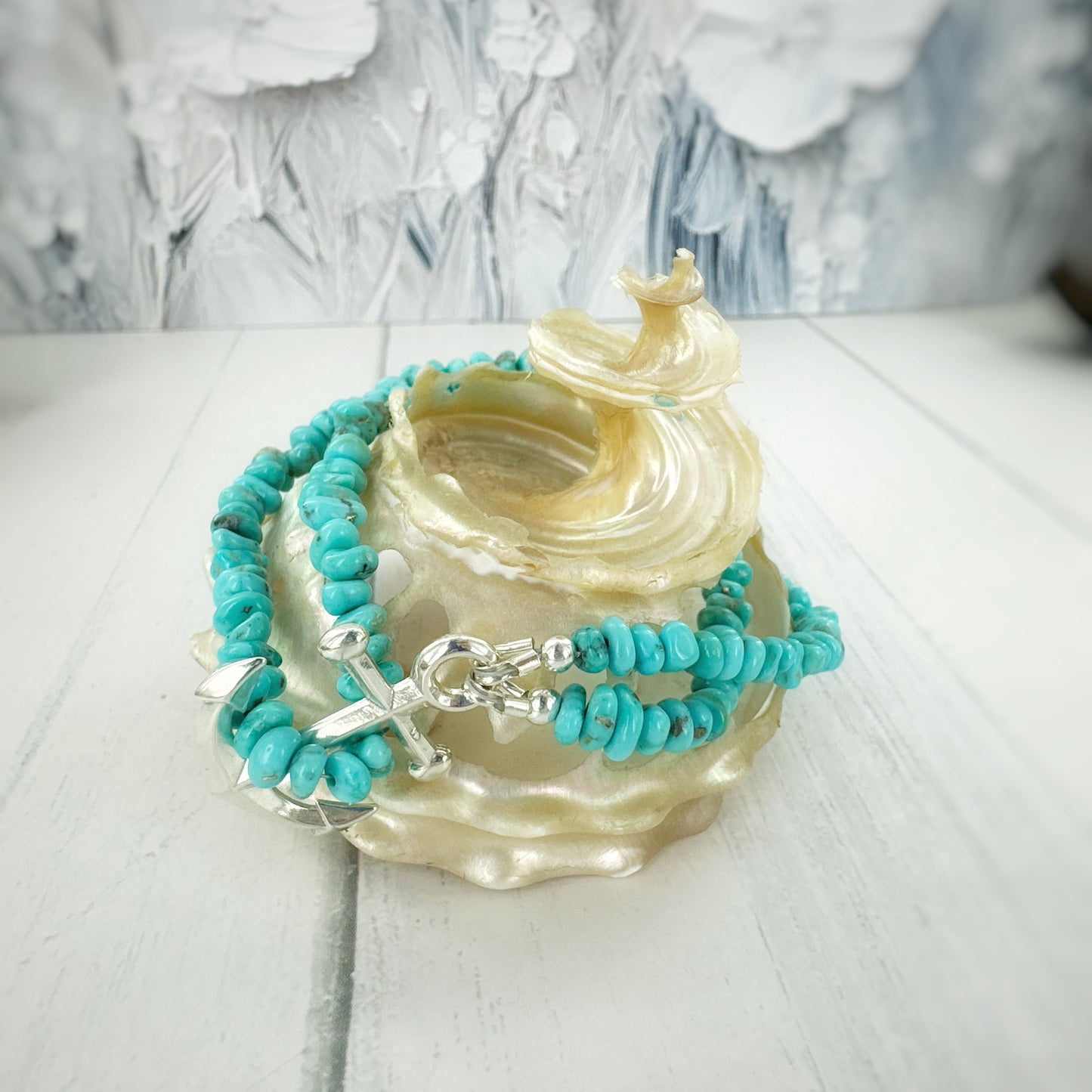 Anchors Away {White Water turquoise} Bracelet