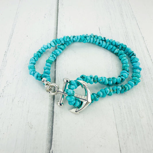 Anchors Away {White Water turquoise} Bracelet