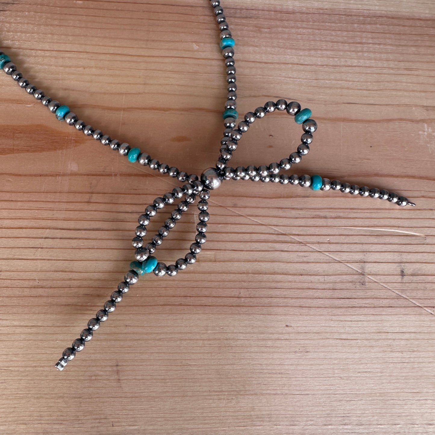 Turquoise & Navajo Pearls Bow Necklace