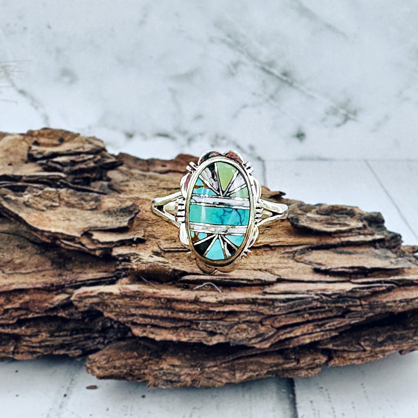 Sundown {Iron Maiden turquoise & White Buffalo} Ring