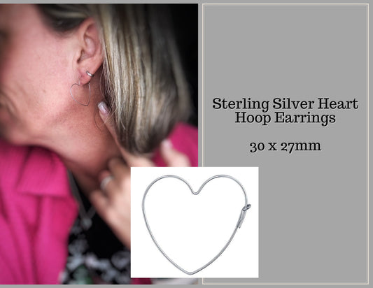 Sterling Silver Heart Hoop Earrings