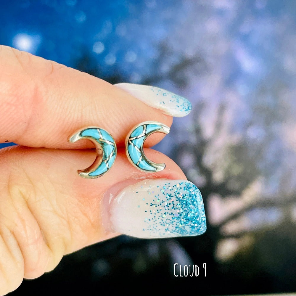 Lune {small turquoise moon earrings}