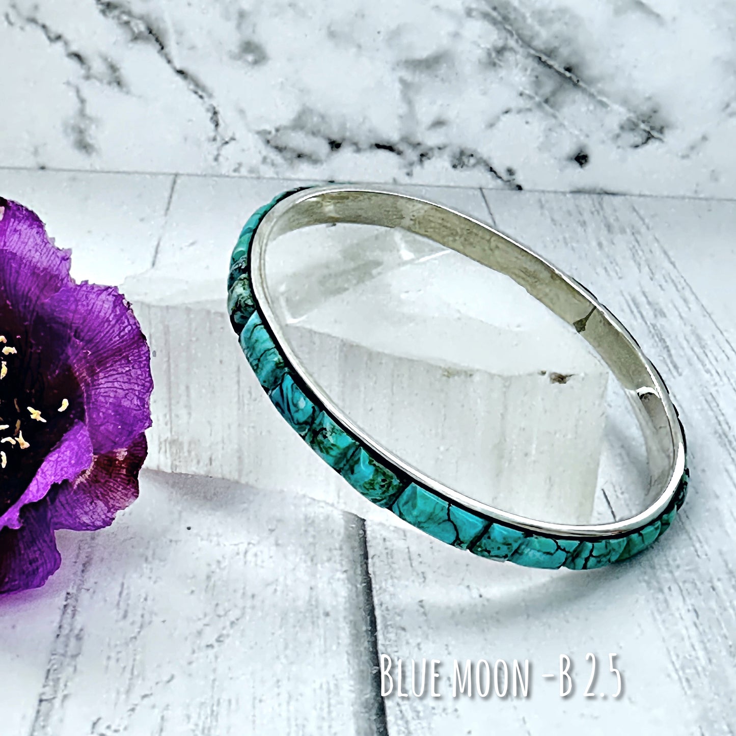 Blue Moon Turquoise Bangle Bracelet 2.5"