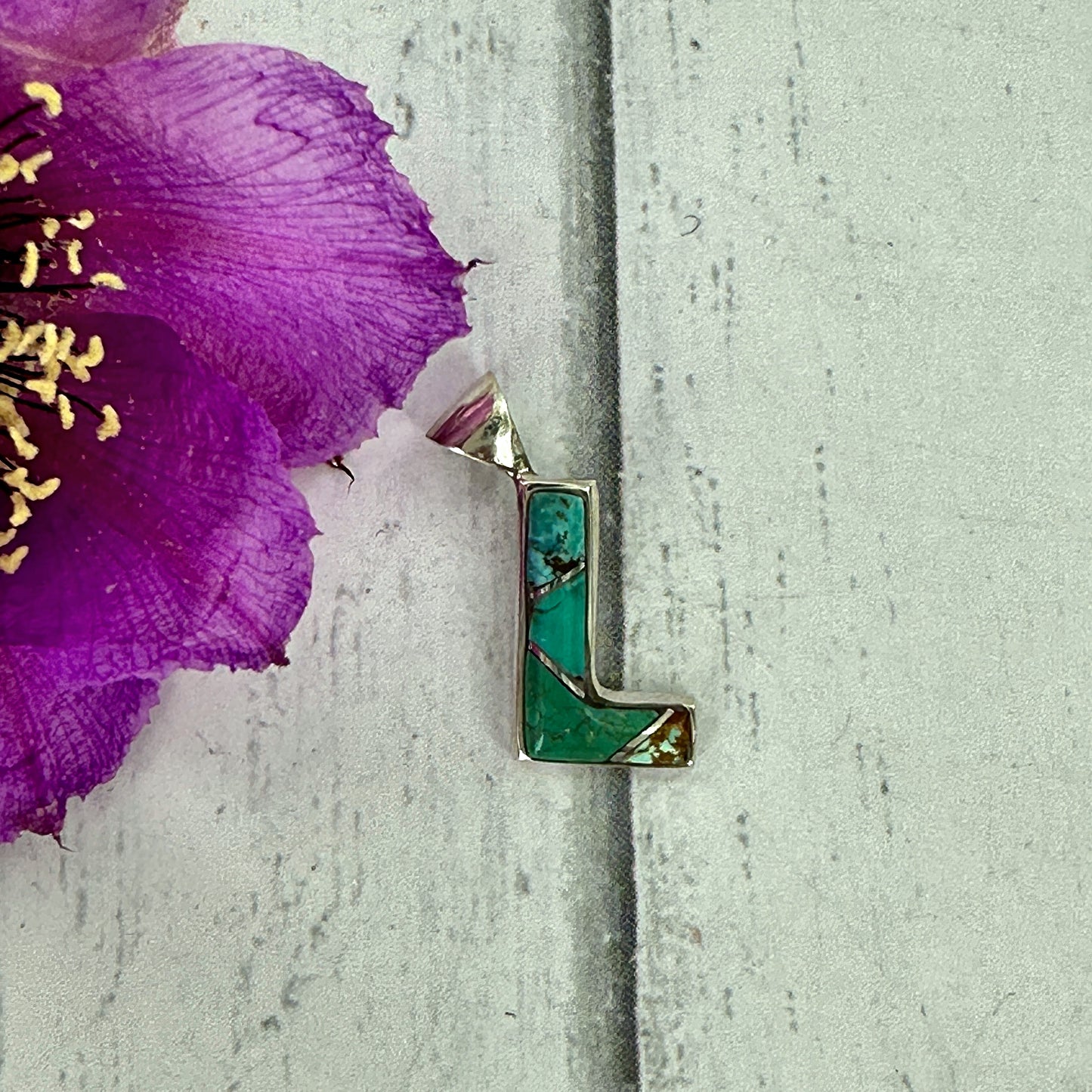 Mini Initial Pendant {Turquoise}