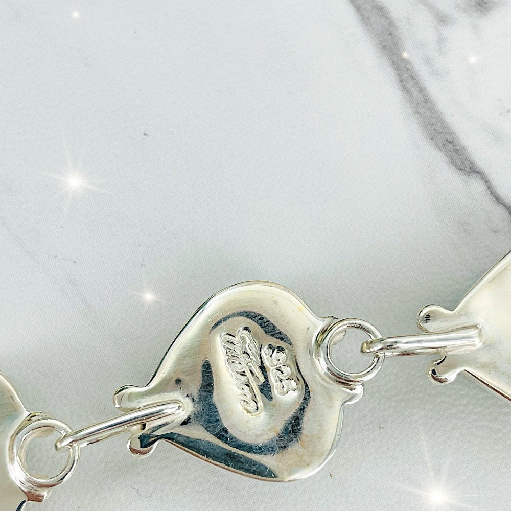 Heart Link Bracelet with Iron Maiden turquoise & White Buffalo