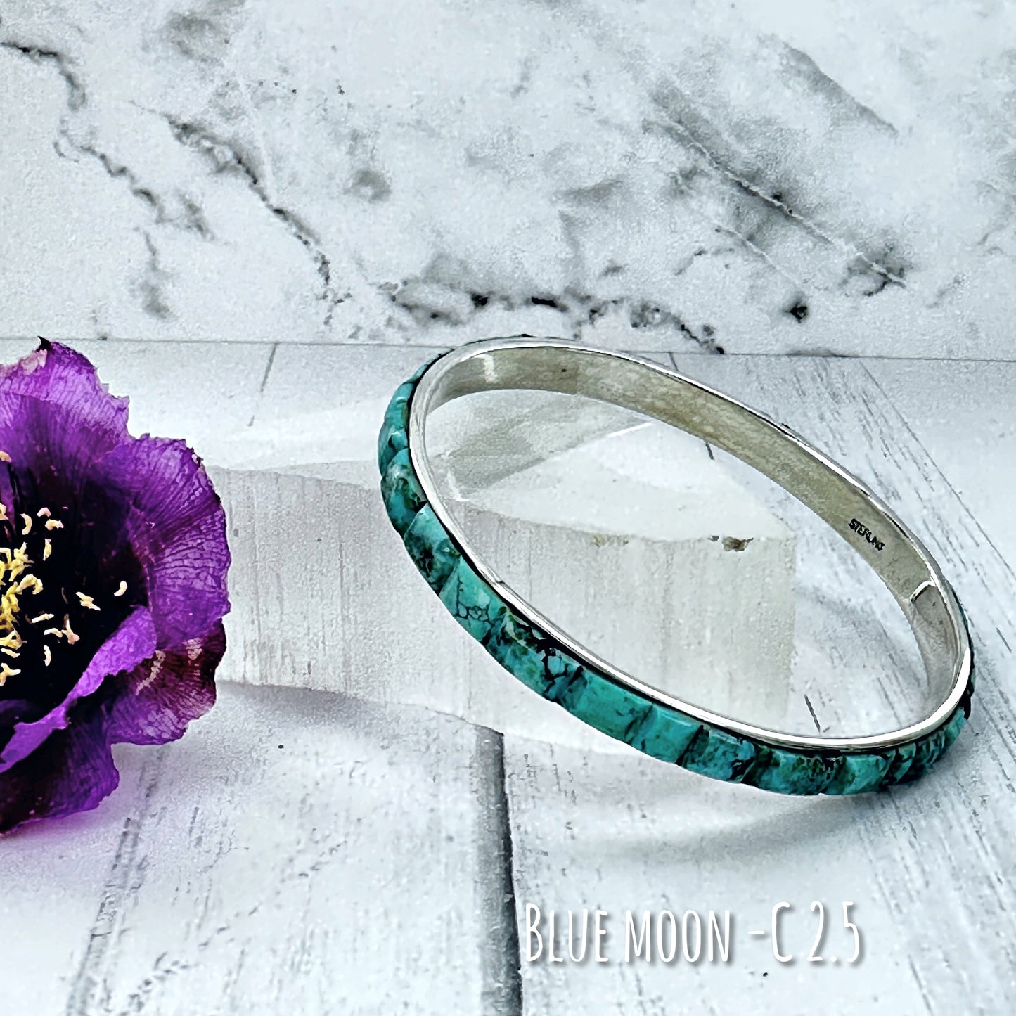 Blue Moon Turquoise Bangle Bracelet 2.5"