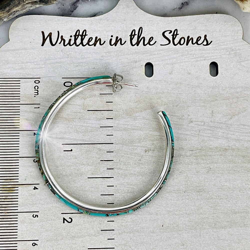 LARGE  {Iron Maiden Turquoise} Hoops