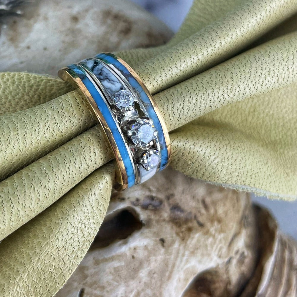 White buffalo store turquoise wedding rings