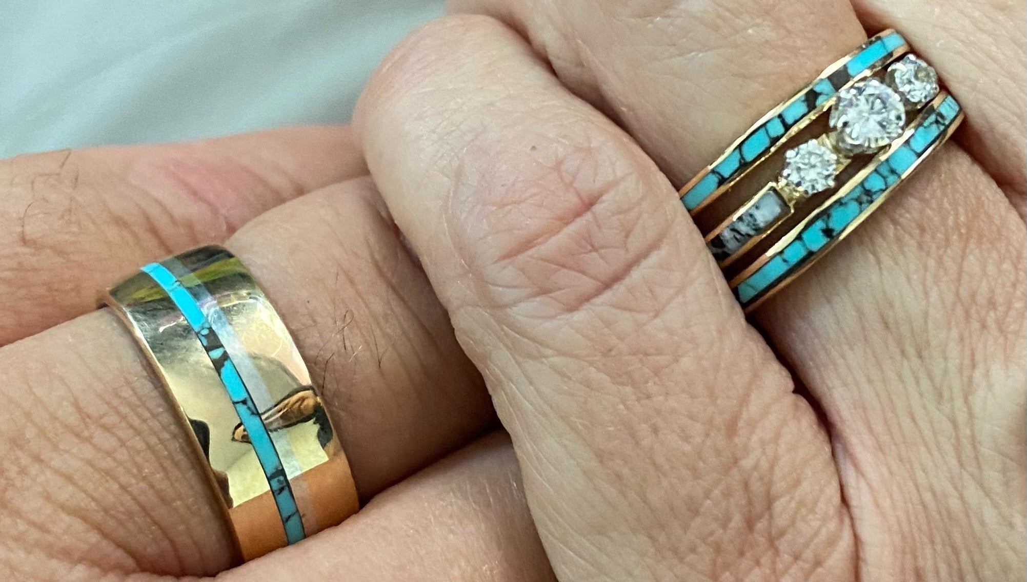 Damascus Steel Custom Handmade Mens Engagement Ring Wedding Band Copper  Inlay | eBay
