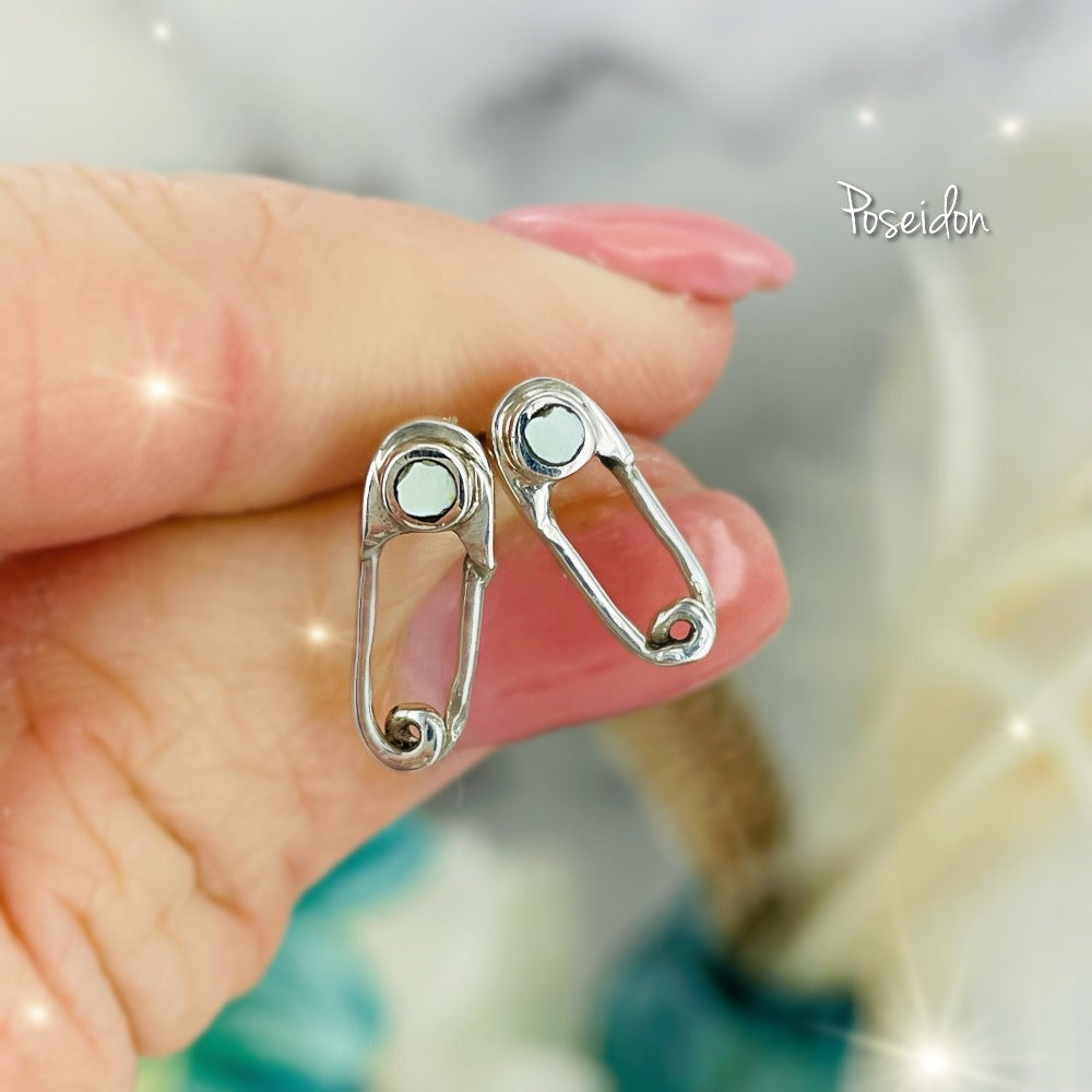 Safety Pin Turquoise stud earrings